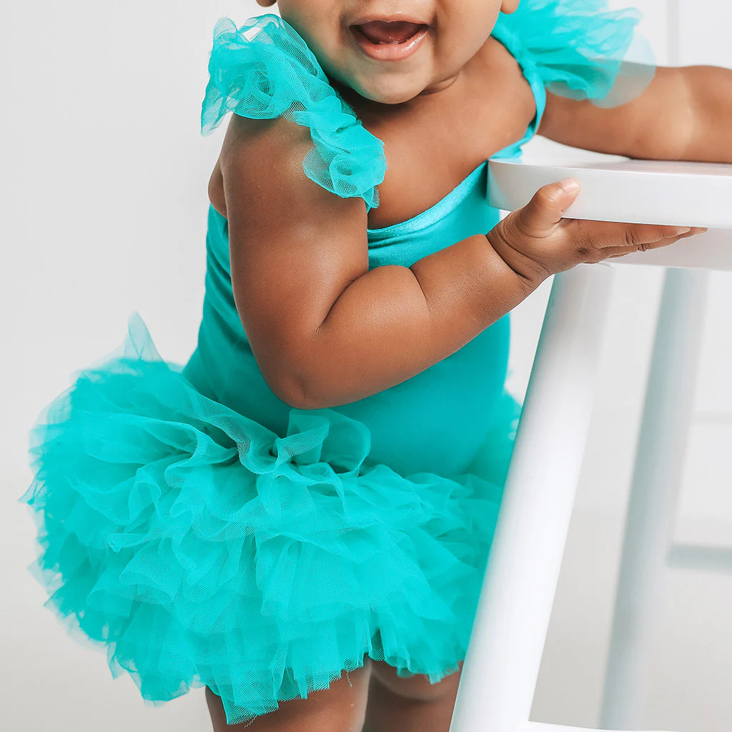 Solid Tulle Green Toddler Ruffled Tulle Bummies | Signature Teal | Posh Peanut