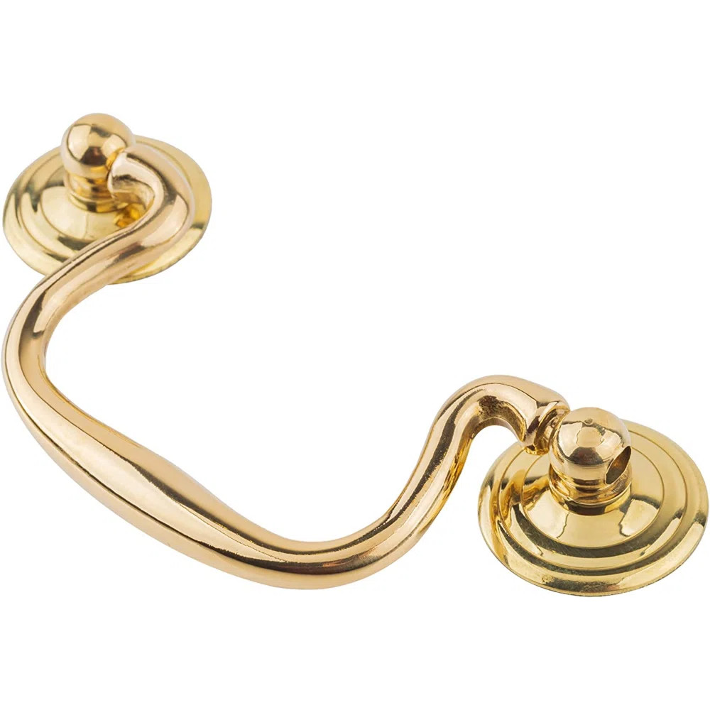 UNIQANTIQ HARDWARE SUPPLY Plain Cast Brass Swan Neck Drawer Bail Pull Handle ( Centers: 3" ) | Wa... | Wayfair North America