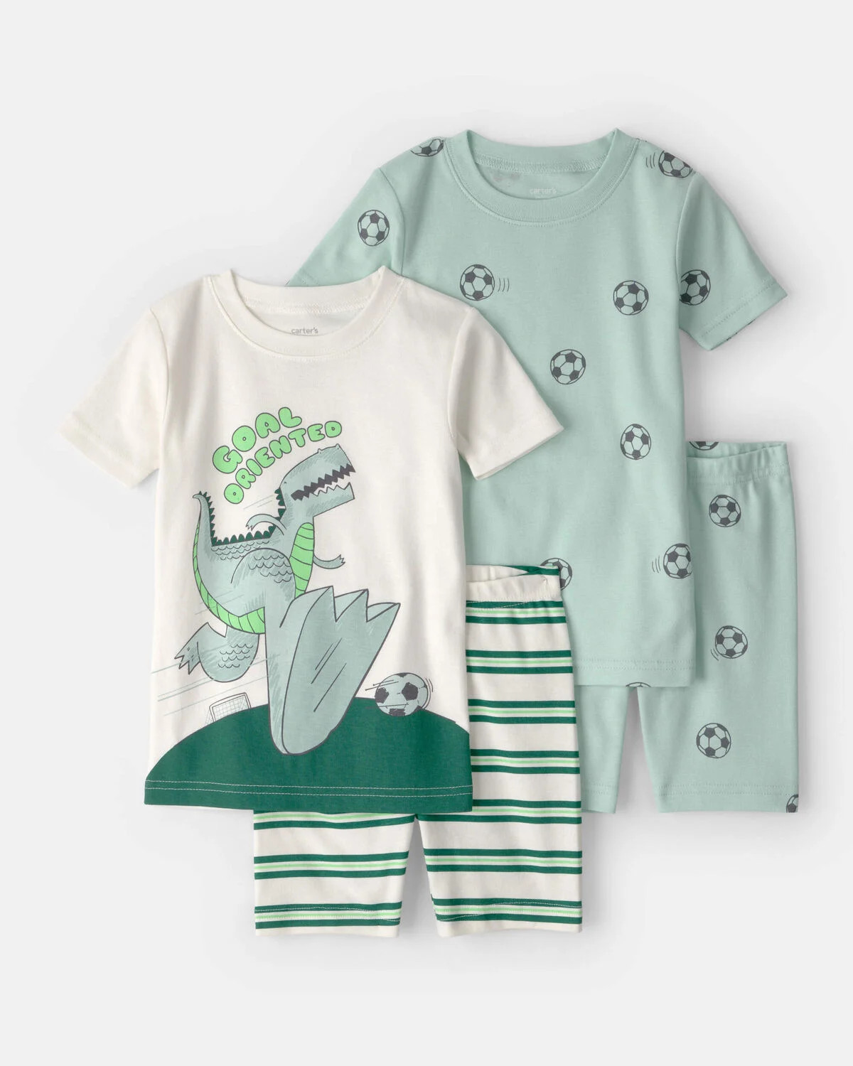 Toddler Boy Soccer Dino 100% Cotton Short-Sleeve Snug Fit 4-Piece Pajama Set - Green | Carter's Inc