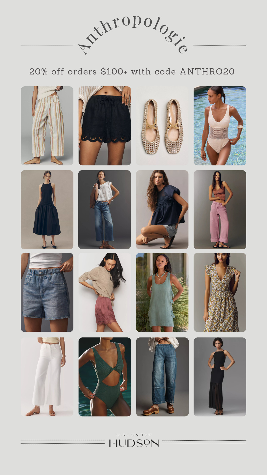 @Anthropologie sale!! Use code ANTHRO20 for 20% off all orders $100+. Linking my favorites (clothing I own, love and would buy again!!)

Spring outfits, spring shoes, spring jeans, white jeans, little black dress, bathing suit, silk shorts 

 #LTKdayinmylife #LTKootd #LTKSaleAlert