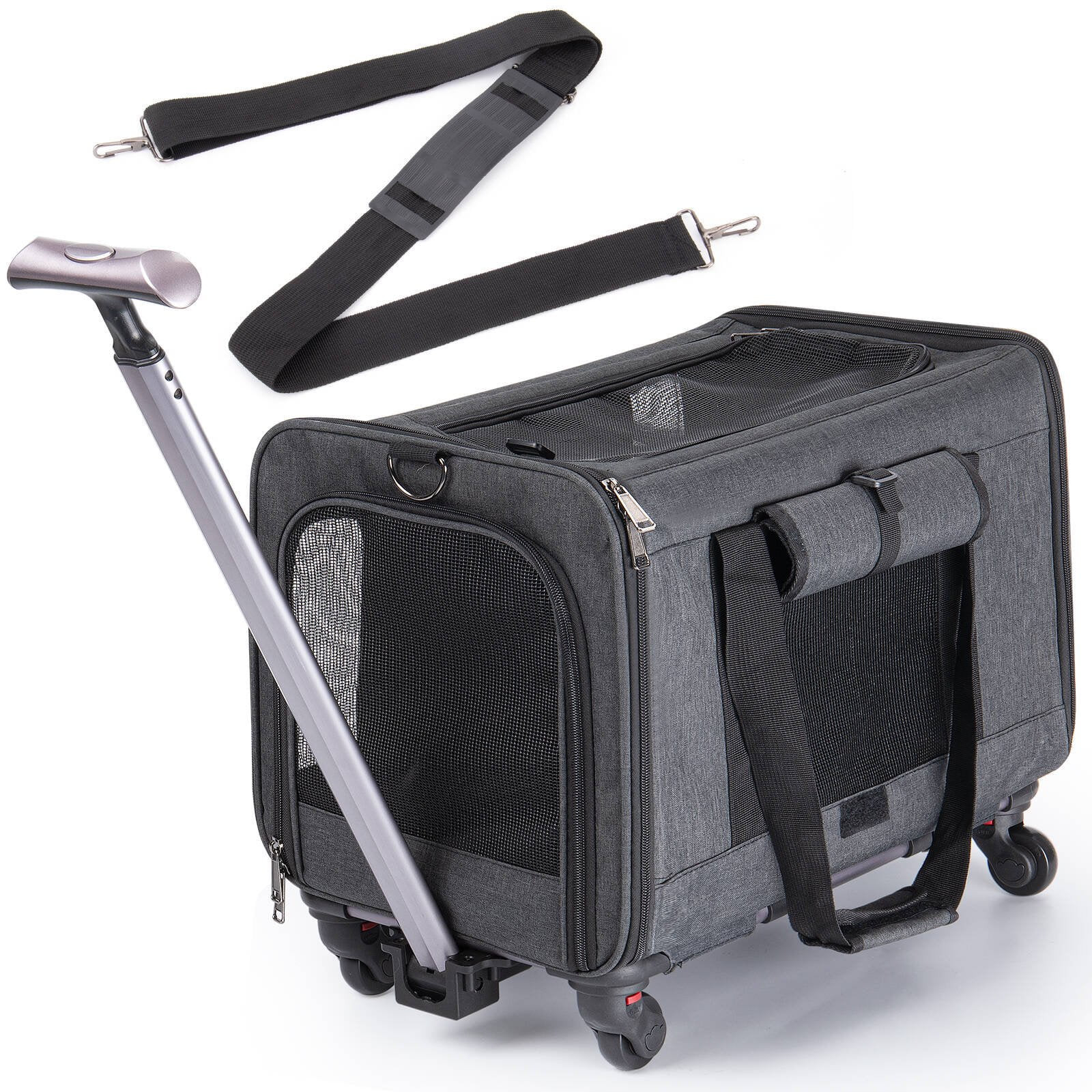 SONSIEN Pet Travel Carrier Bag with Wheels, Portable Collapsible Detachable Dog Cat Travel Carrie... | Walmart (US)