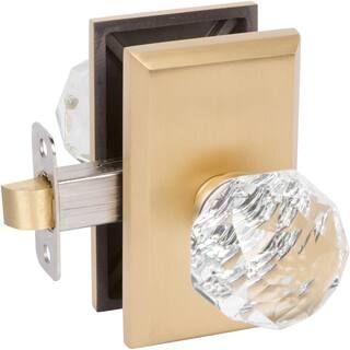 DELANEY HARDWARE Crystal Knob Hall/Closet Passage Door Knob with Grande Square Rosette in Satin G... | The Home Depot