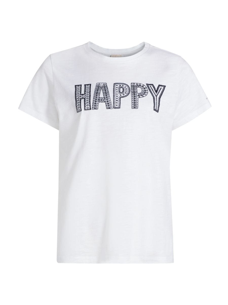 Cinq à SeptEmbroidered "Happy" Cotton T-Shirt | Saks Fifth Avenue