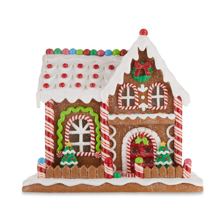 Christmas Village Multi-Color LED Candy Gingerbread House, by Holiday Time | Walmart (US)