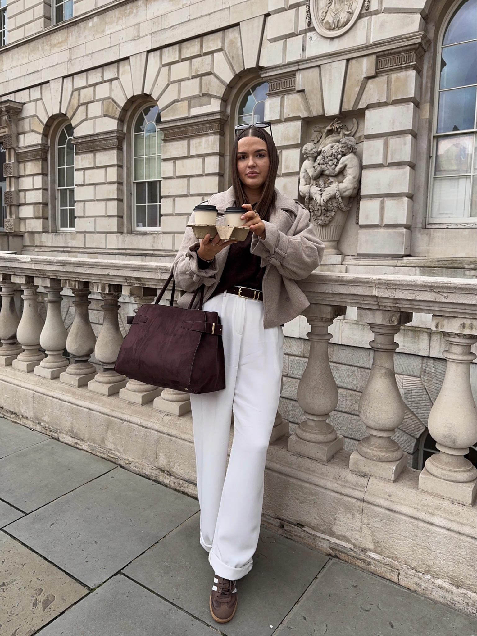 Autumn coffee run chocolate brown, beige & white outfit

#LTKstyletip #LTKuk #LTKautumn