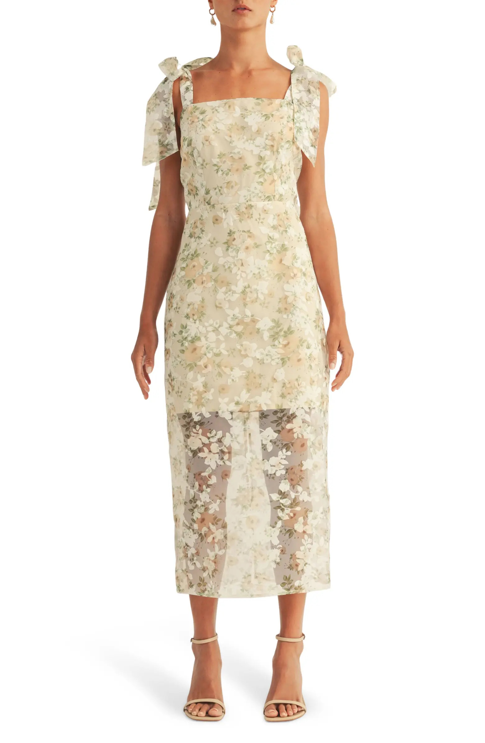 Carinne Floral Organza Midi Dress | Nordstrom