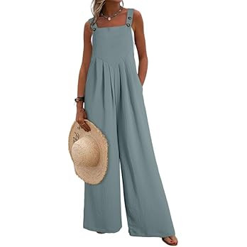 Dokotoo Women's Casual Loose Overalls Jumpsuits One Piece Sleeveless Wide Leg Long Pant Rompers W... | Amazon (US)