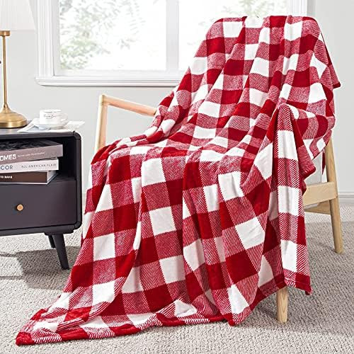 Red and White Buffalo Plaid Blanket | Amazon (US)