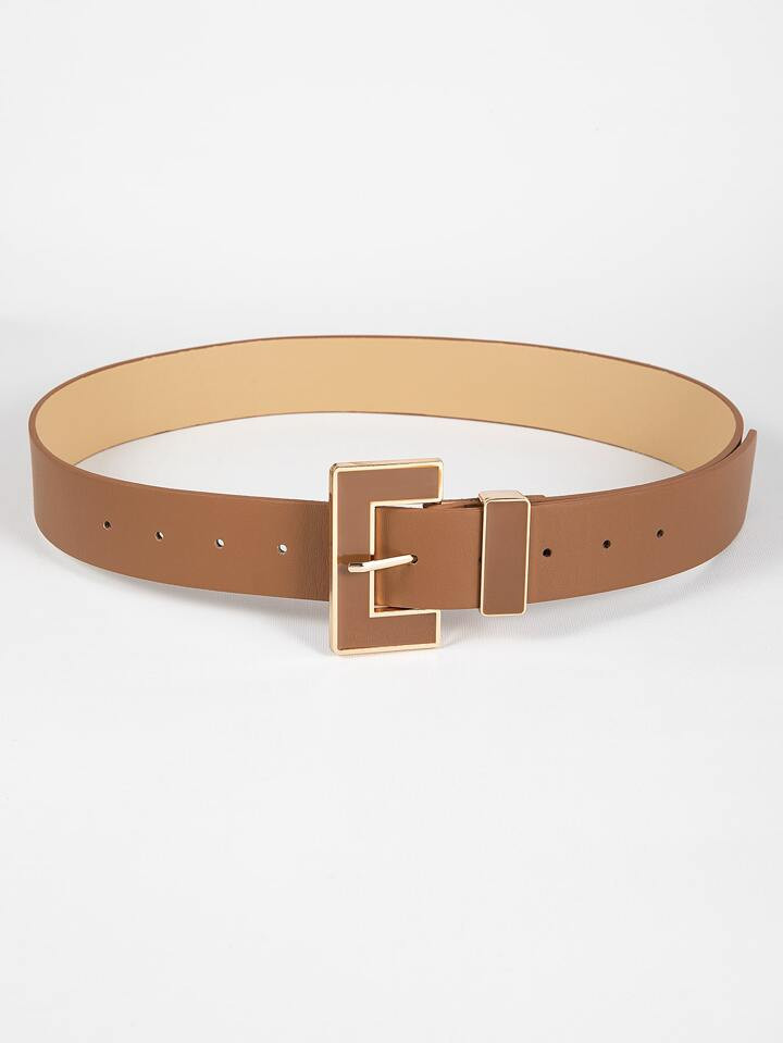 1pc Women's Pu Belt With Square Buckle, Perfect For Daily Use With Pants Or Dresses | SHEIN