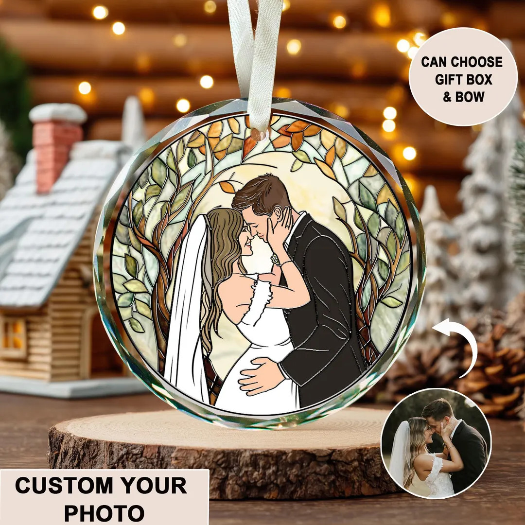 Personalized Couple Photo Stained Glass Ornament: Anniversary Christmas Gift | Etsy (US)