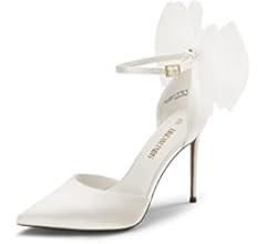 DREAM PAIRS Women's High Heels Strappy Closed Toe Stiletto Pointed Toe Mesh Bows Ankle Strap D'Or... | Amazon (US)