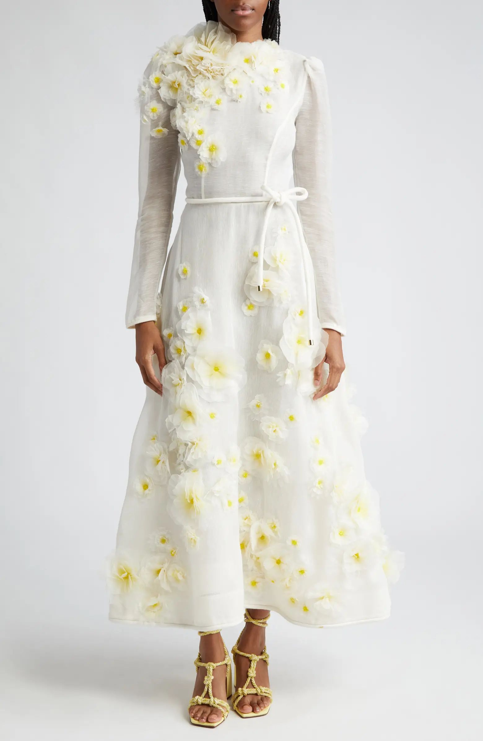 Matchmaker Daisy Linen & Silk Organza Maxi Dress | Nordstrom
