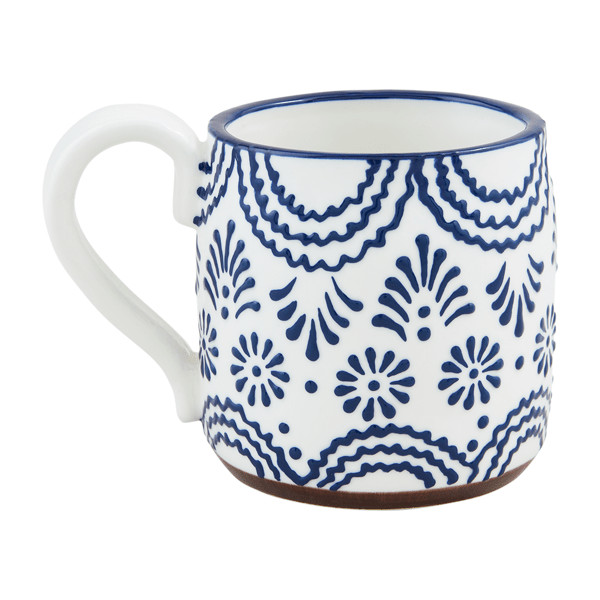 Wavy Line Blue Floral Mug | Mud Pie