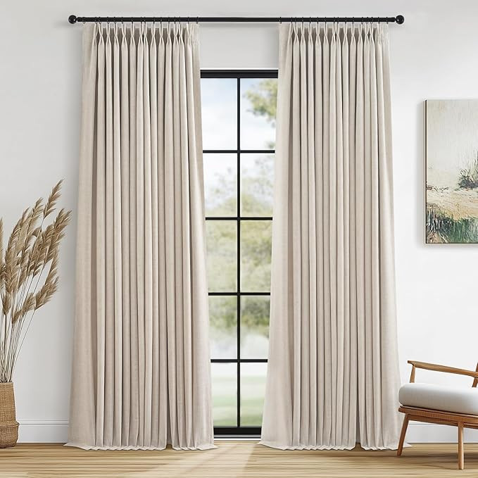 Topfinel Pinch Pleated Curtains Blackout 96 Inches Long,Thermal Insulated Faux Linen Shading Wind... | Amazon (US)