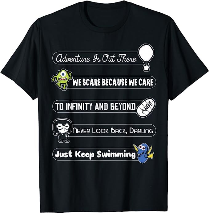 Disney Pixar Iconic Motivational Character Quotes T-Shirt T-Shirt | Amazon (US)