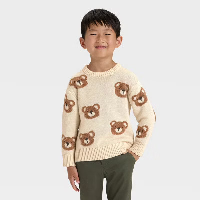 Toddler Boys' Bear Pullover Sweater - Cat & Jack™ Tan 4T | Target