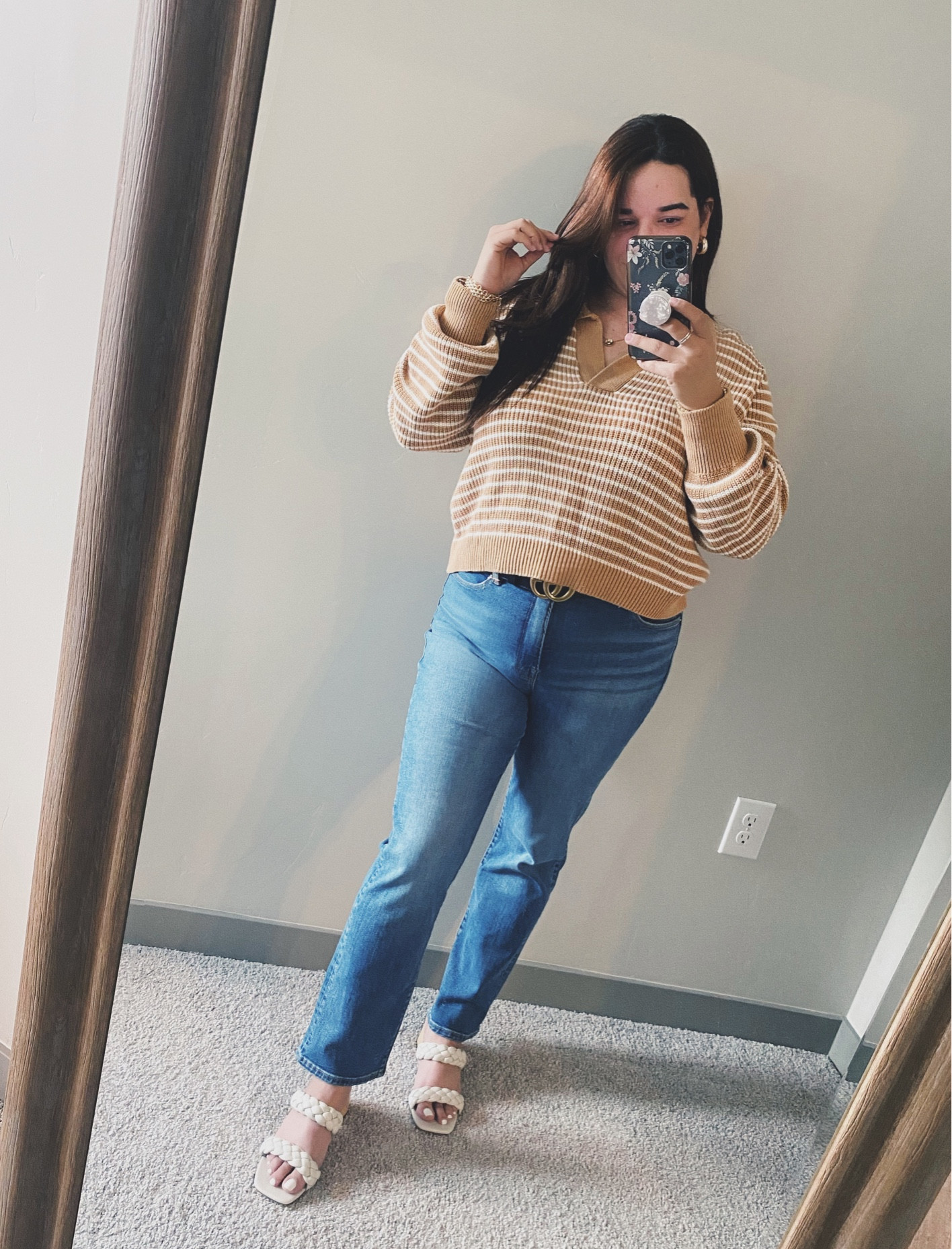 Casual Outfit for any occasion. 
🤎 👖

Elevate your style! xo Saly✨
@eattravelhome

Jeans: Good American
Belt: Gucci GG leather belt

Sweaters, Winter season party outfit, cozy season styling guide jeans good American by khloe kardashian seasonal finds jeans under $100 sweater under $40 under $50

#LTKSeasonal #LTKfindsunder100 #LTKover40
