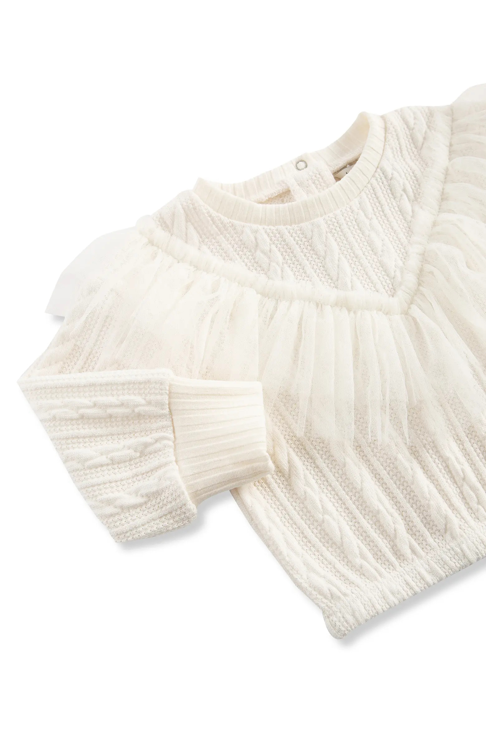 Habitual Kids Tulle Ruffle Cable Knit Sweater & Knit Pants Set | Nordstrom | Nordstrom