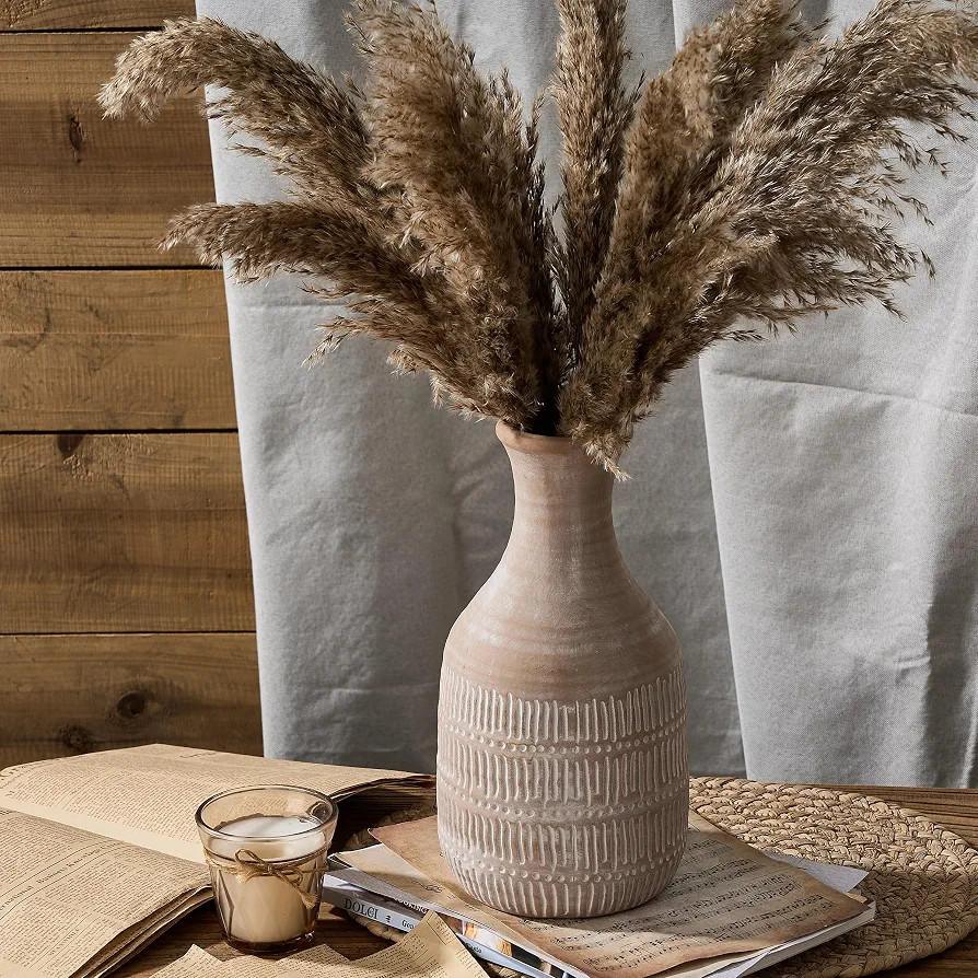 PORCER 11 Inch Ceramic Rustic Farmhouse Vase, Sand Glaze Finish Boho Vase, Pottery Decorative Flo... | Amazon (US)