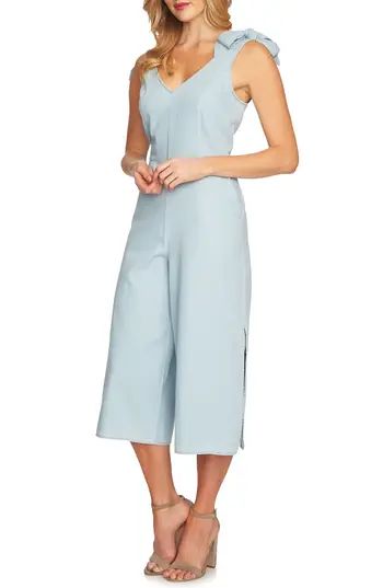 Women's Cece Wide Leg Crop Chambray Crop Jumpsuit, Size 0 - Blue | Nordstrom