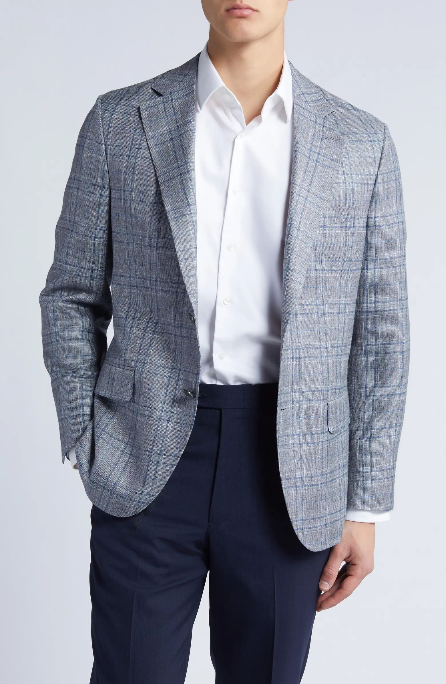 Tailored Fit Plaid Wool, Silk & Linen Blend Sport Coat | Nordstrom