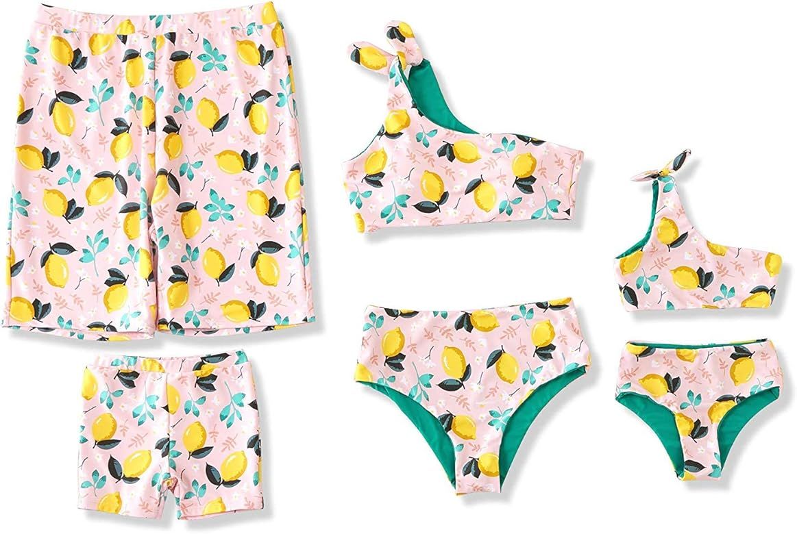 IFFEI Mommy and Me Family Matching Swimsuit One Piece Beach Wear Summer Lemon Sporty Monokini Bat... | Amazon (US)