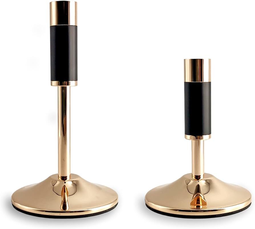Golden with Black Candlestick Holders Set of 2 for Taper Candles, Elegant Candle Holders for Wedd... | Amazon (US)