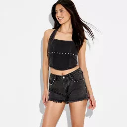 Women's Denim Halter Top - Wild Fable™ Black Wash XS | Target
