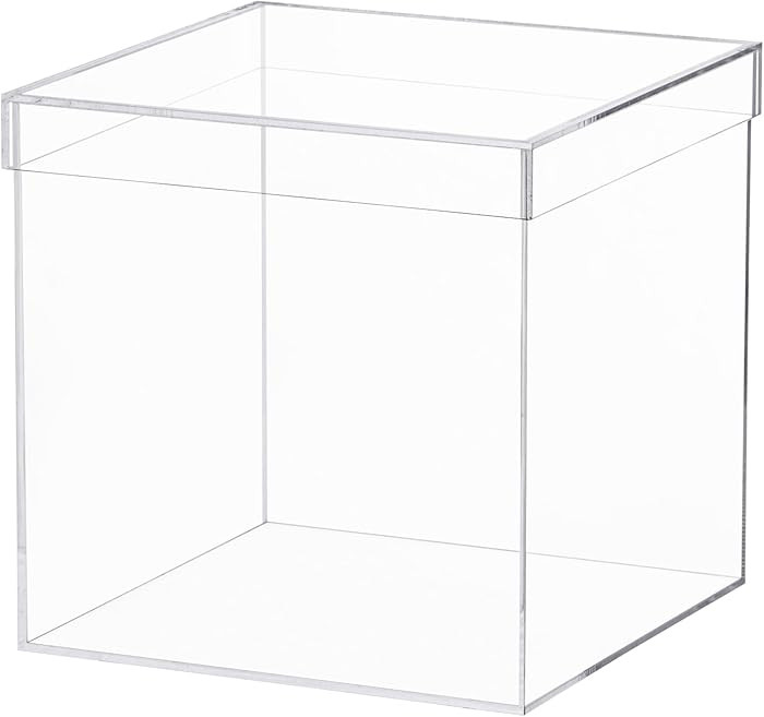 Clear Acrylic Box with Lid, Clear Acrylic Plastic Square Cube Containers Storage Box 7.9x7.9x7.9 ... | Amazon (US)