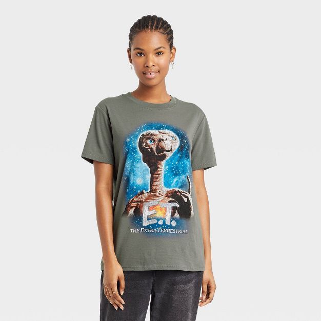 Women's Universal Studios E.T. Short Sleeve Graphic T-Shirt - Gray | Target