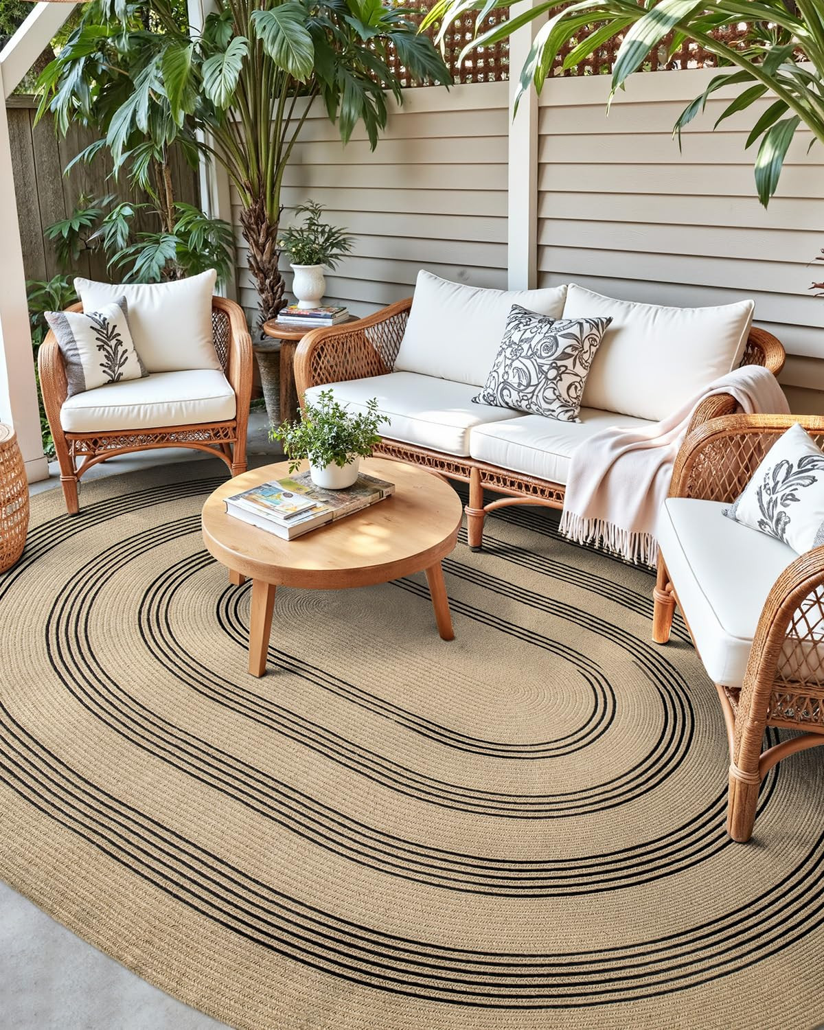 DEXI Oval Jute Rug Natural Fiber 5x8, Braided Woven Sisal Rugs No Shed, Neutral Area Carpet Mat f... | Amazon (US)