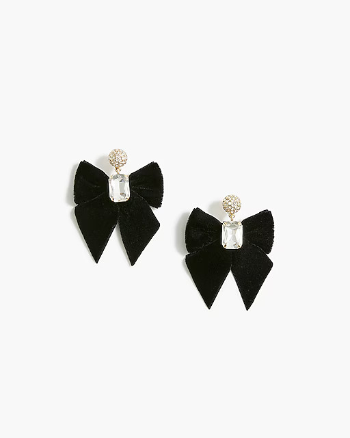Velvet bow crystal statement earrings | J.Crew Factory