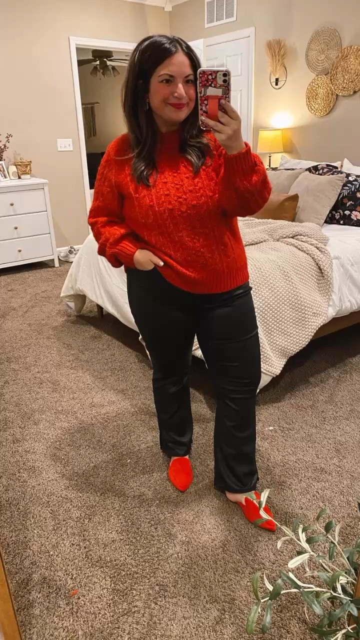 ✨ This Christmas, I found the perfect outfit at LOFT that truly captures the holiday spirit! 🌟 From cozy textures to festive colors, it’s the ideal blend of comfort and style for all your holiday gatherings. 🎄❤️ Dress it up or keep it casual; either way, you’ll be spreading cheer in style! What’s your go-to holiday look?

mules: fit a tad oversized // wearing a 5
leather pants: fit true to size // wearing a 32 regular
sweater: fits small // wearing a large 

 #LTKHoliday #LTKFindsUnder50 #LTKStyleTip