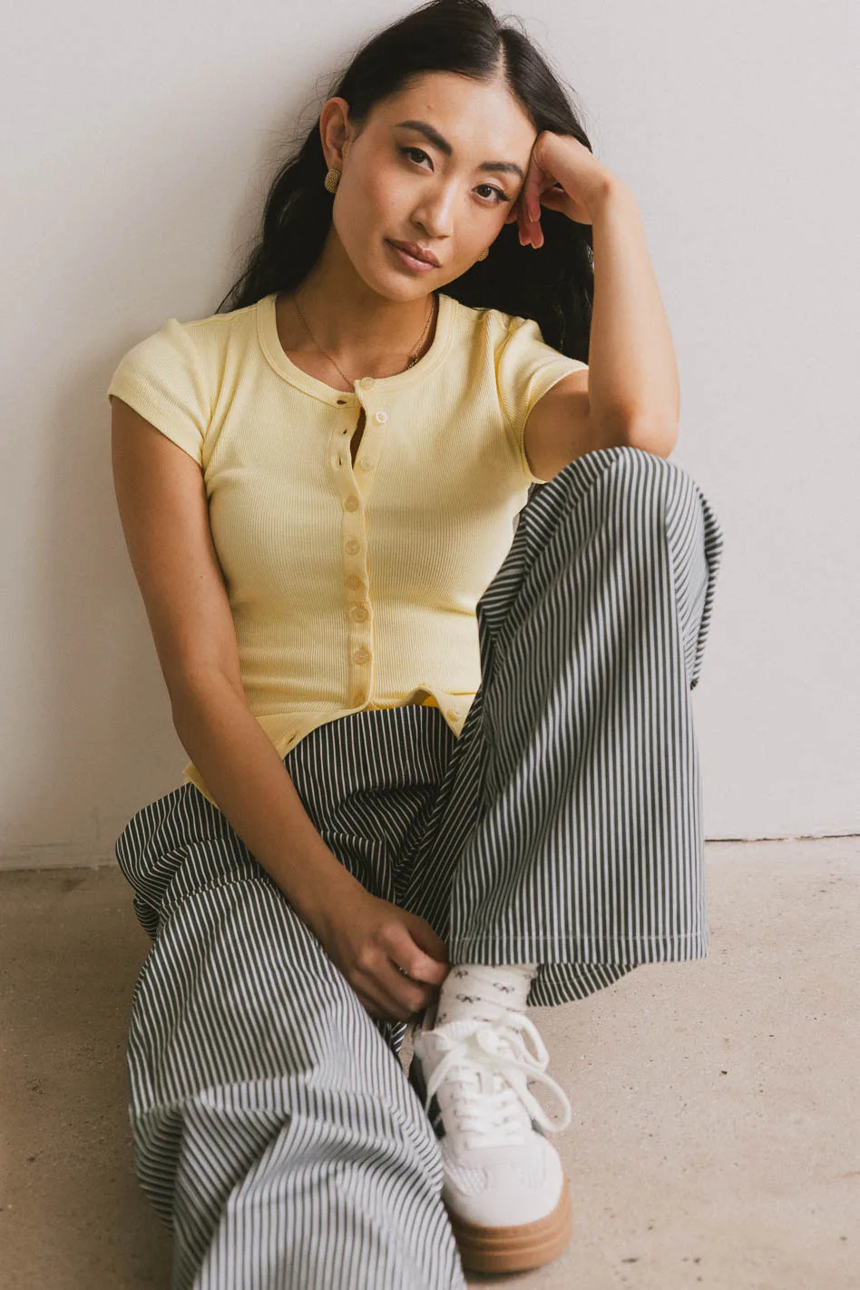 Vestia Button Up Tee in Yellow | Böhme US