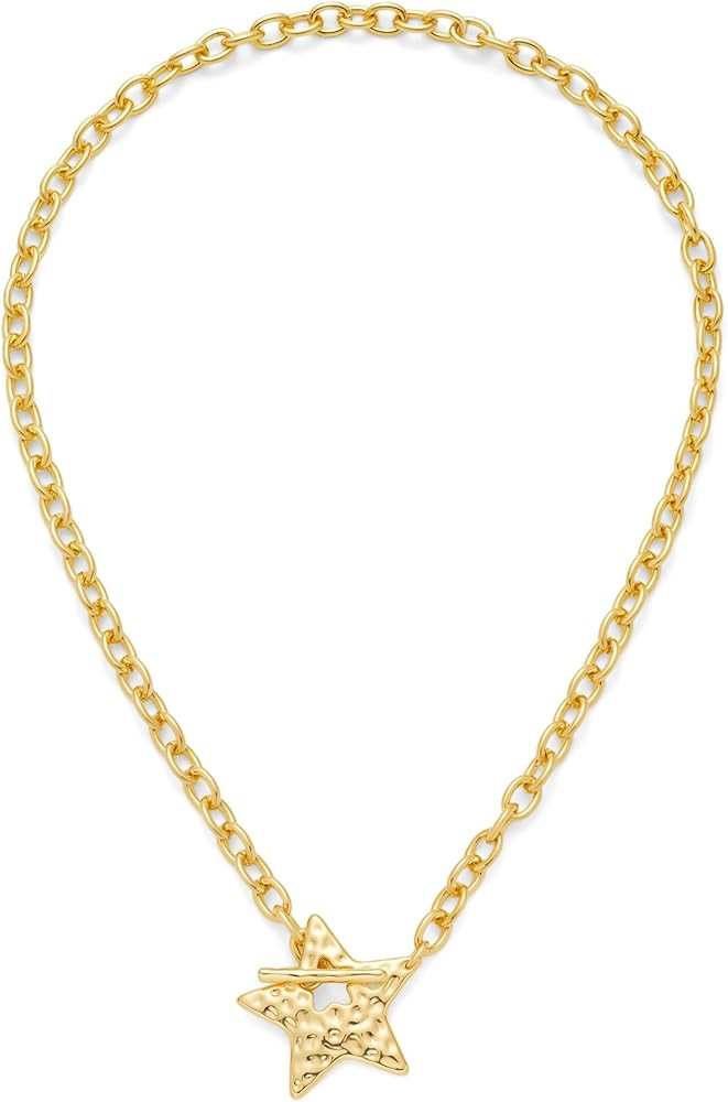 Gold Silver Chunky Star Necklace for Women Trendy OT Clasp Thick Chain Pendant Jewelry | Amazon (US)