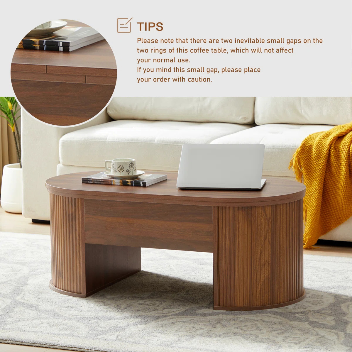39.37'' W Oval Lift Top Coffee Table With Storage | Wayfair North America
