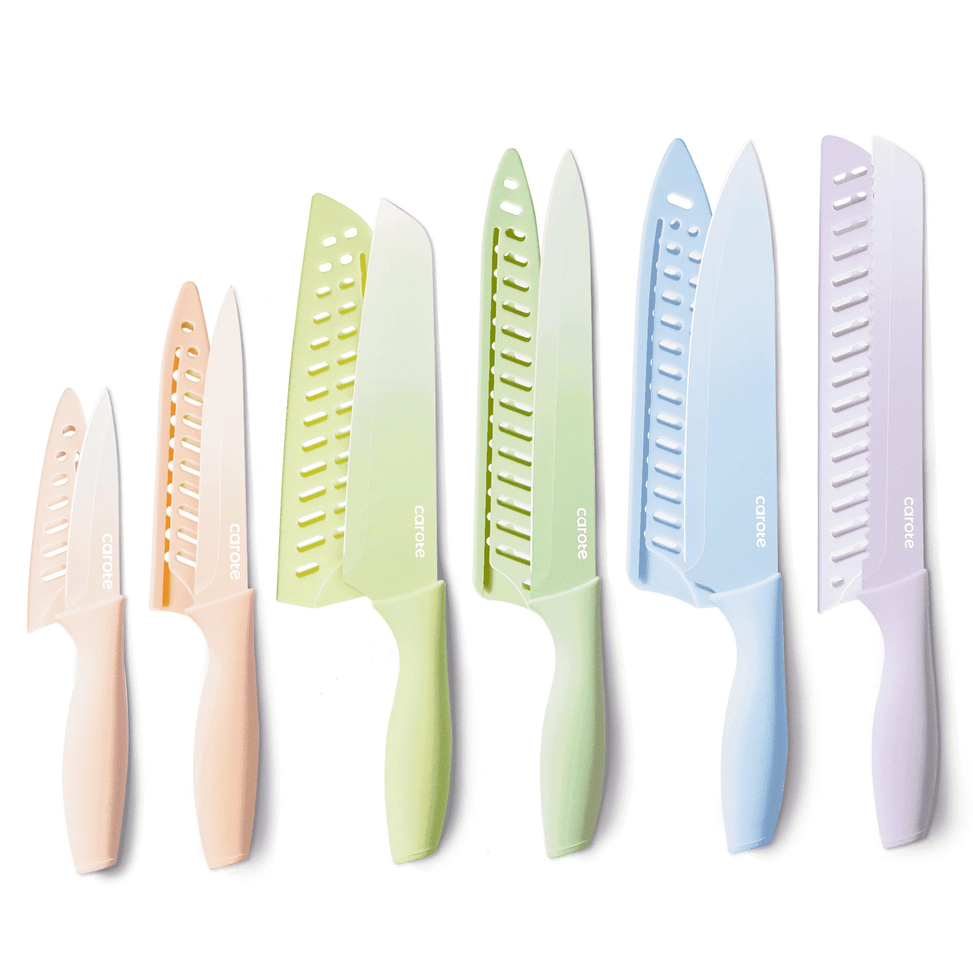 Carote 12 Pcs Kitchen Knife Set, Stainless Steel Knife Sets with Nonstick Creamic Coating, Dishwa... | Walmart (US)