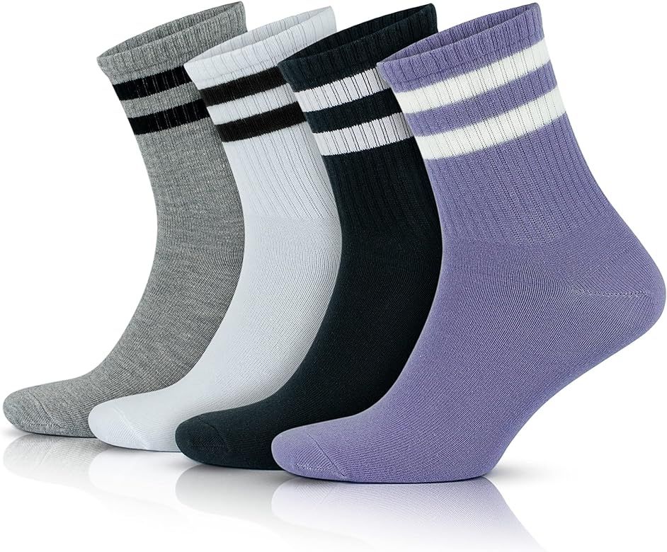 GoWith 3-4 Pairs Cotton Colorful Retro Thin Striped Socks for Men & Women, Casual Soft Lightweigh... | Amazon (US)