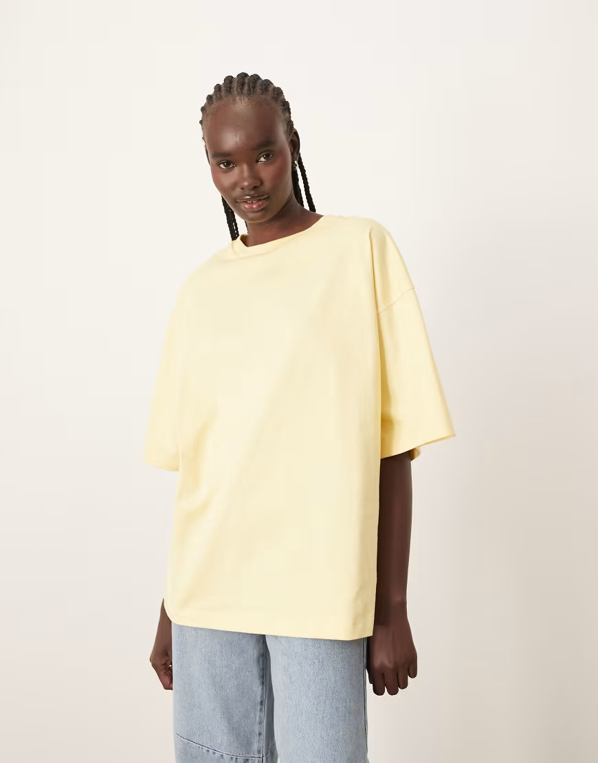 ARRANGE oversized premium heavy weight t-shirt in buttermilk-Yellow | ASOS (Global)