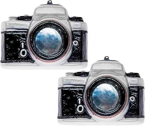 2 Pack Hand Blown Glass Camera Ornament, Hand Painted Glass Camera Ornaments for Christmas Tree, ... | Amazon (US)
