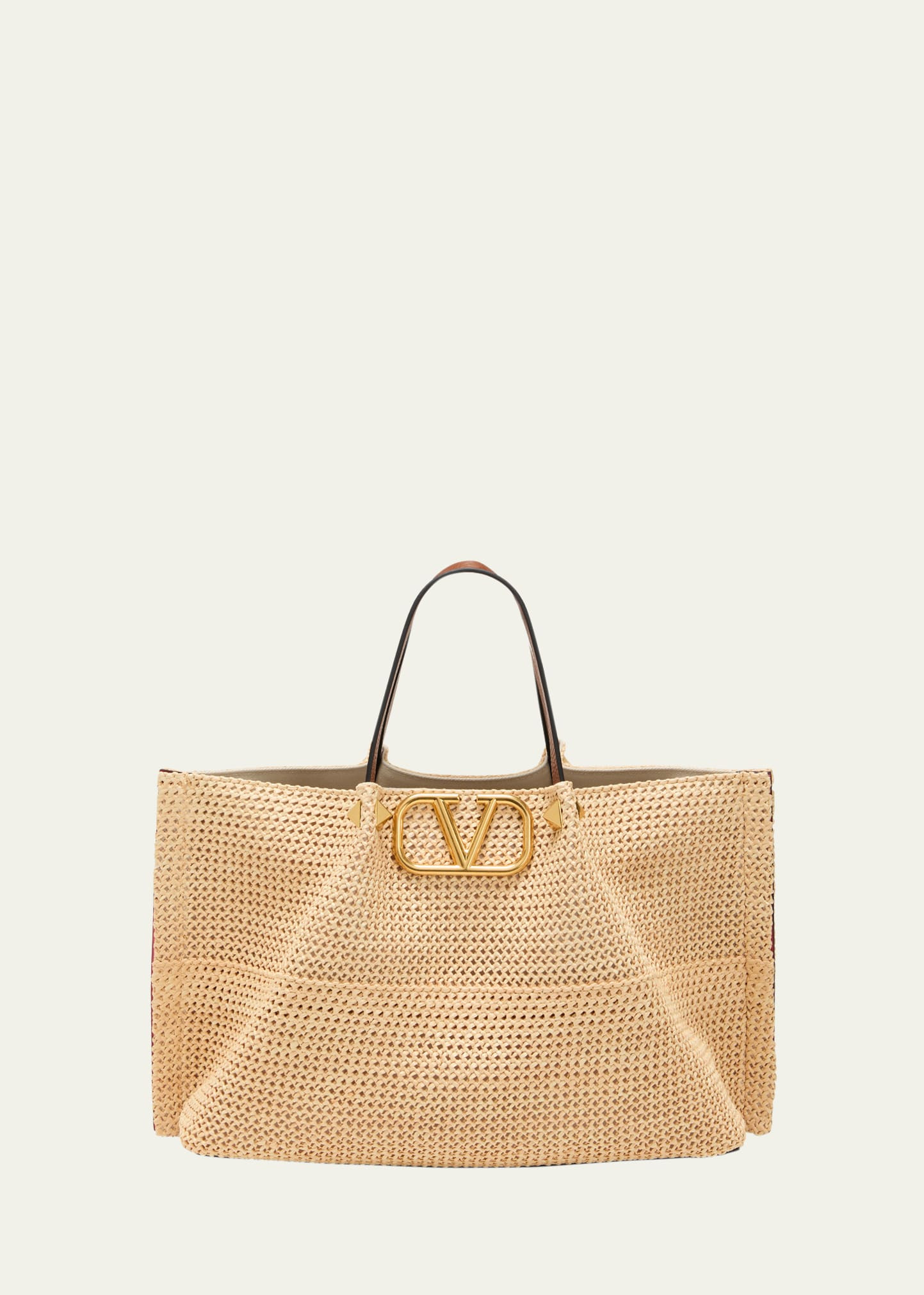 Valentino Garavani VLOGO Medium Raffia Tote Bag | Bergdorf Goodman
