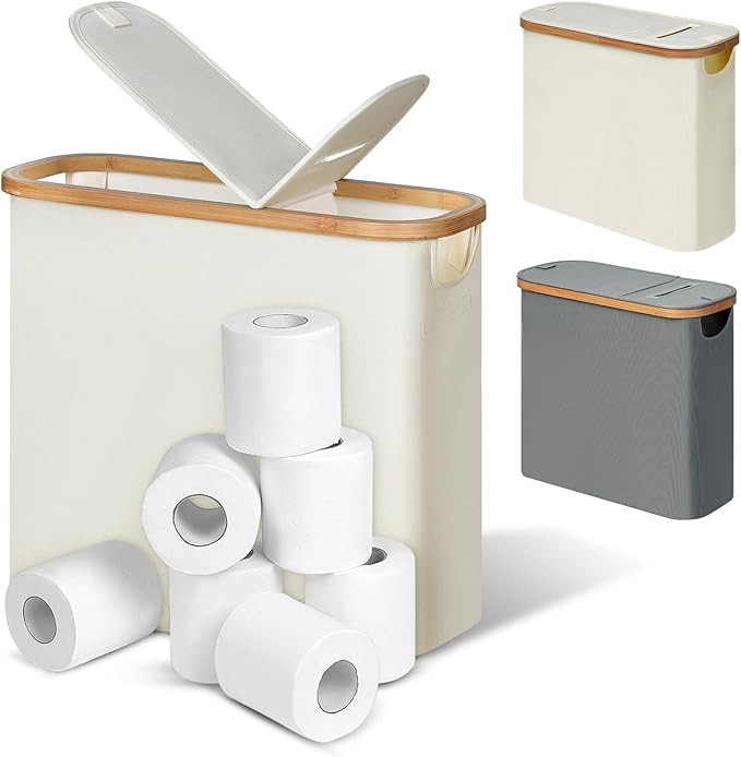 efluky Toilet Paper Storage and Holder 2 in 1, Toilet Paper Storage with Lid for Bathroom 28L, Fr... | Amazon (US)