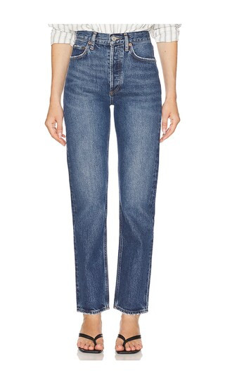 90s Pinch Waist High Rise Straight Jeans in Essence | Revolve Clothing (Global)