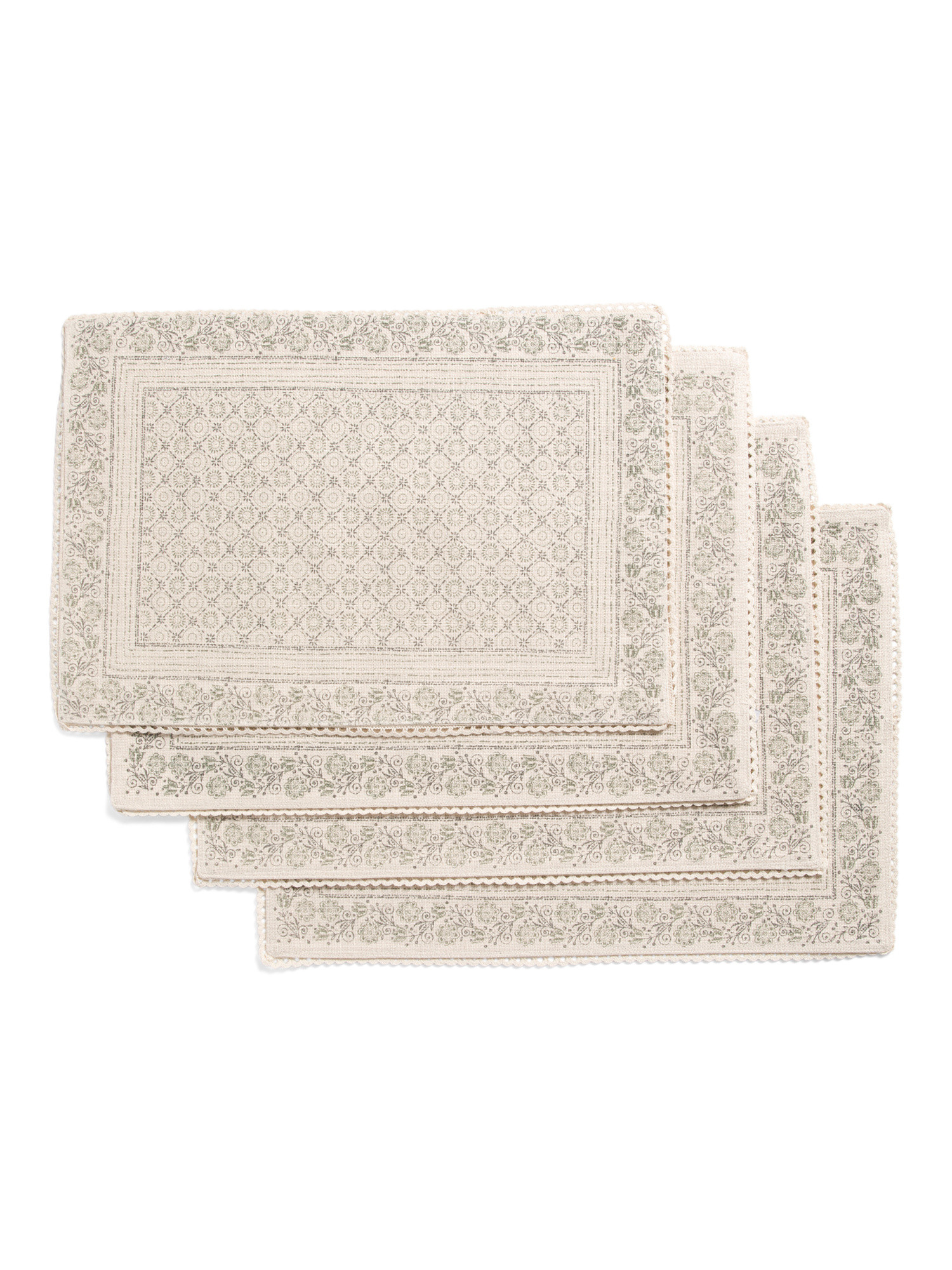 Set Of 4 Scalloped Border Floral Placemats | Marshalls