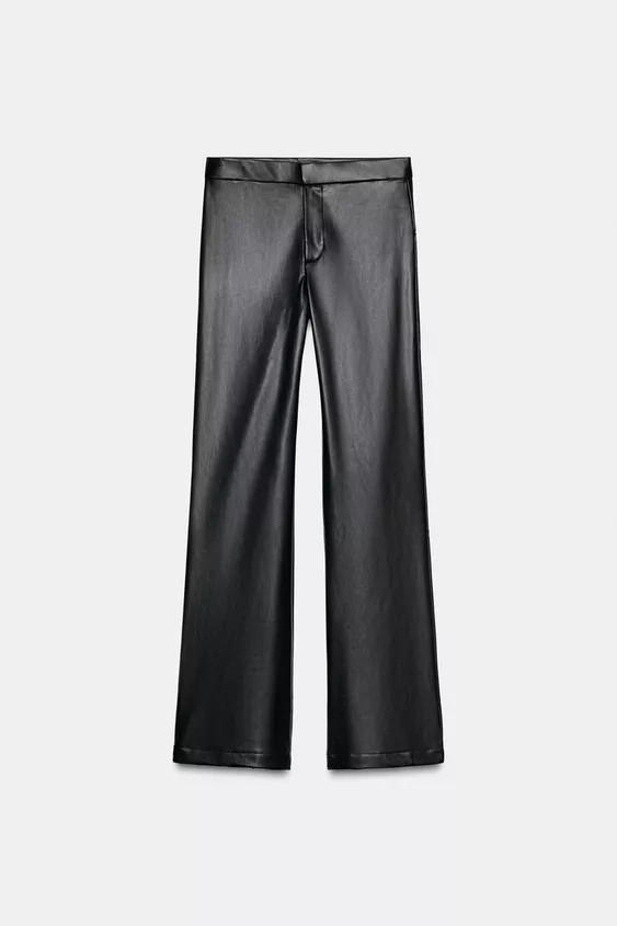 FAUX LEATHER FLARE PANTS | Zara US