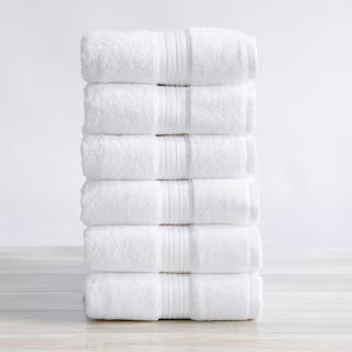 FRESHFOLDS White Soft Cotton Classic 6-Pack Hand Towel Set EC100060 - The Home Depot | The Home Depot