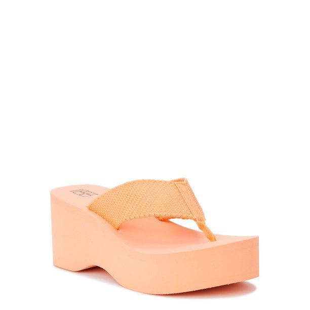 No Boundaries Women's Wedge Thong Sandals - Walmart.com | Walmart (US)