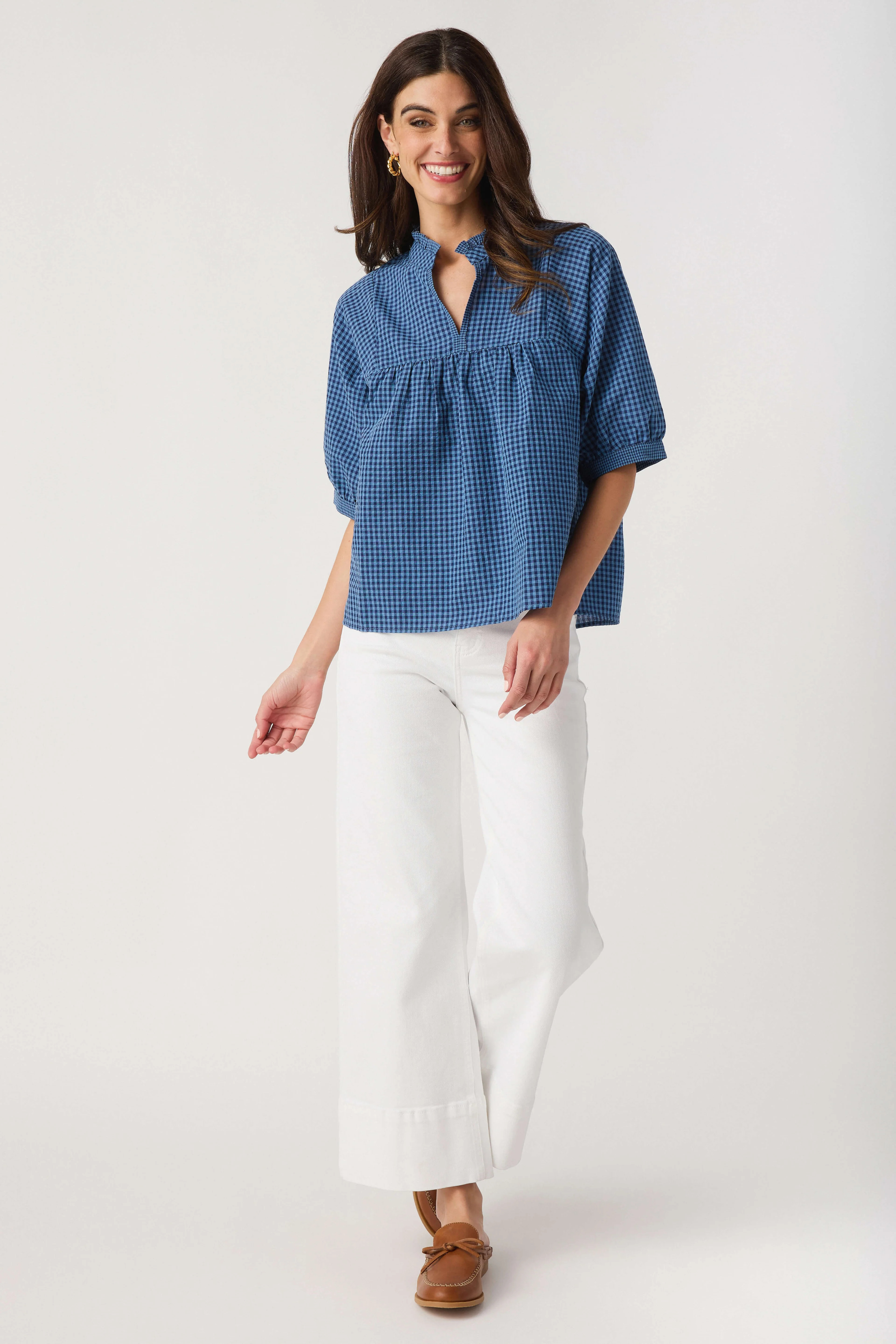 Wishlist Plaid Mock Neck Blouse | Social Threads