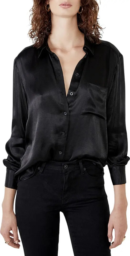 Satin Crepe Button-Up Shirt | Nordstrom