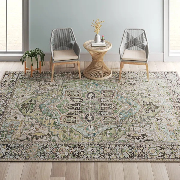 Albion Performance Black/Green/Ivory Rug | Wayfair North America